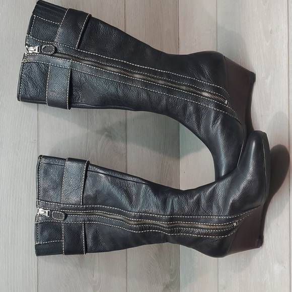 Fossil Womens Leather Comfort Tall Wedge Boots shoes sz 6.5 - Picture 7 of 13